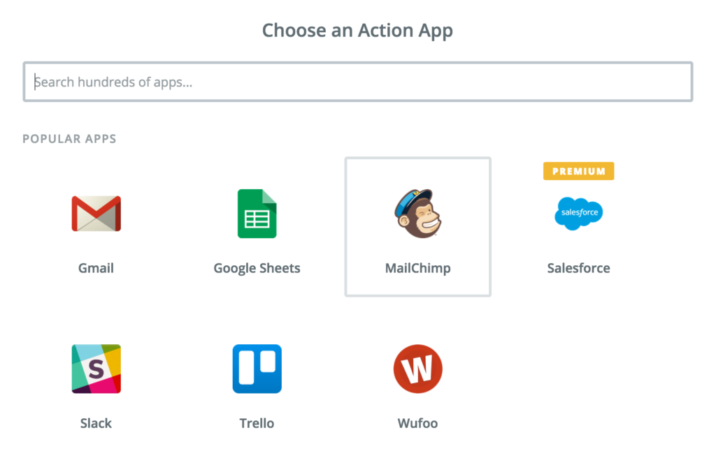Choose your Action app - MailChimp