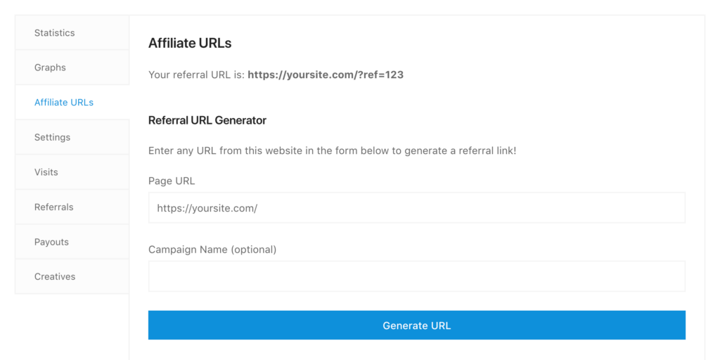 Tabs in the Affiliate Area will show in the order specified from the settings