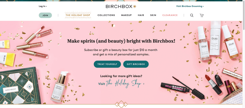 Headline example (Birchbox)