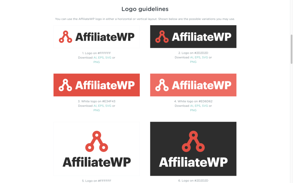 Brand assets example (AffiliateWP)