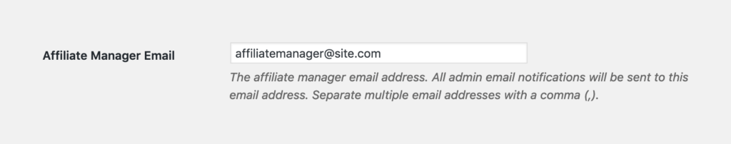 Send admin notifications to one or more affiliate managers