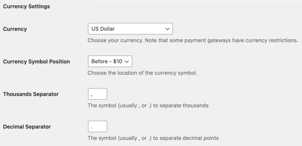 AffiliateWP currency settings