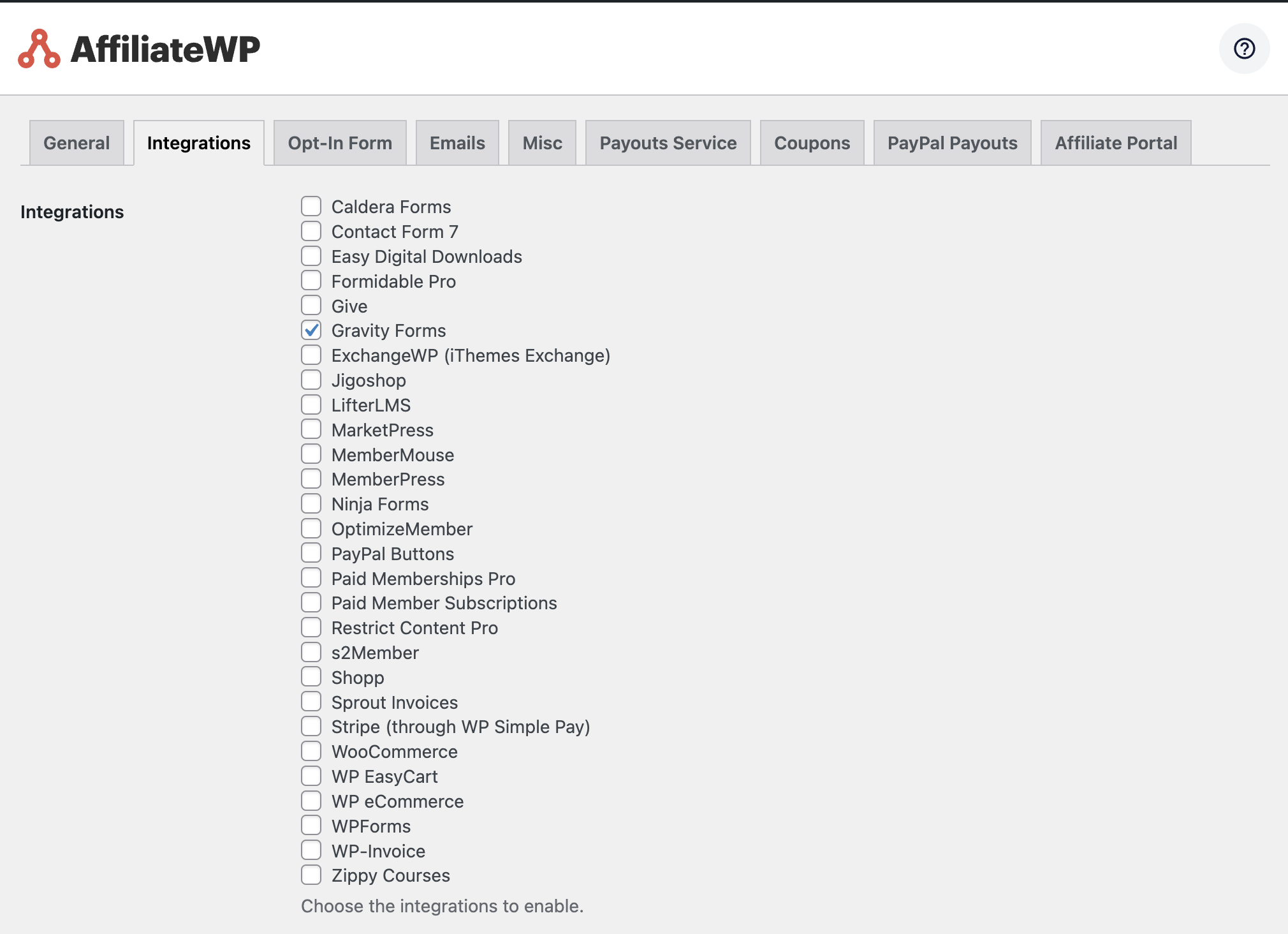 Gravity Forms AffiliateWP