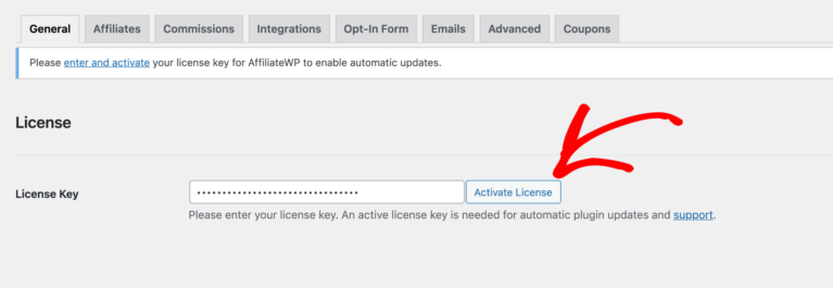 Go to License Settings and add your license key