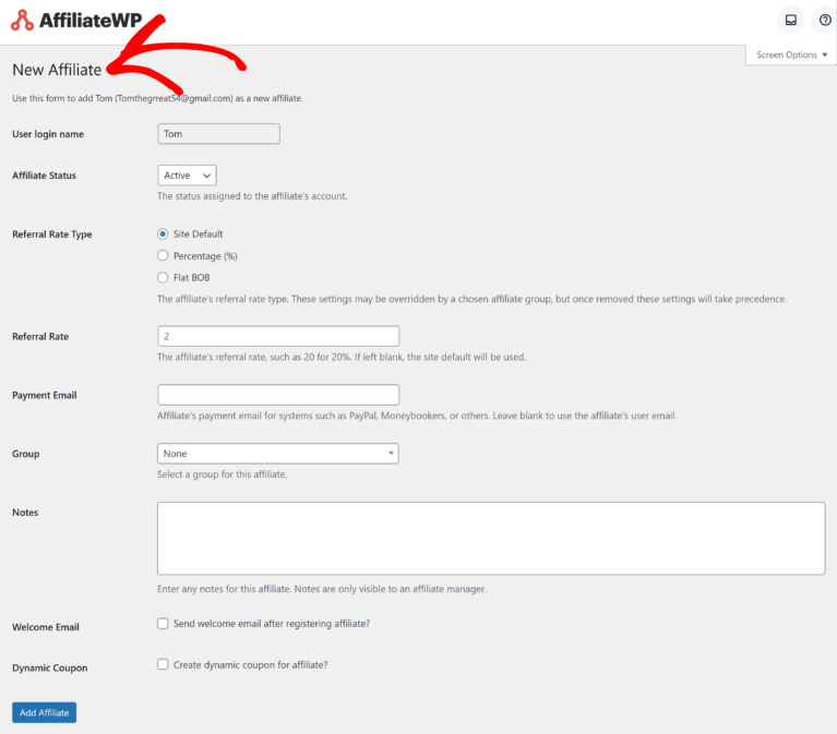 Adding New Affiliates