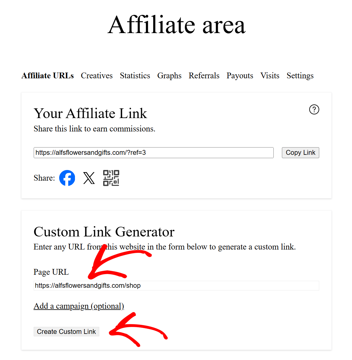 Custom Link Generator