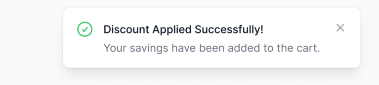 Affiliate link discount notification applied