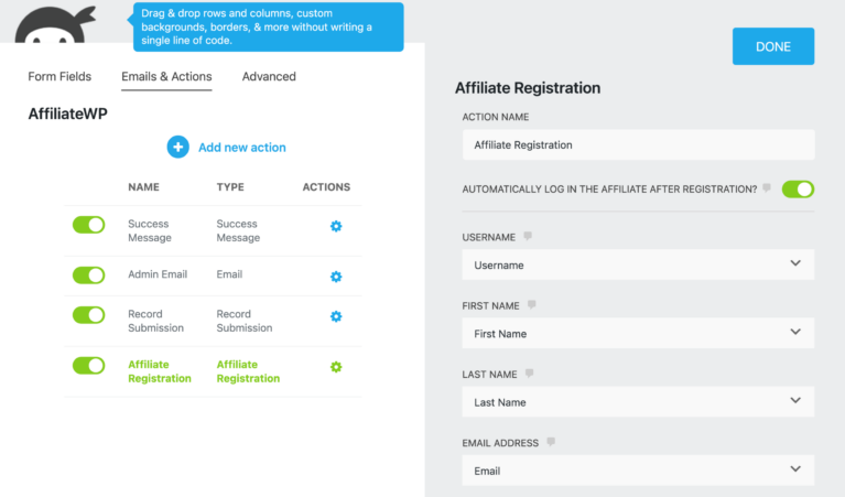 Affiliate Registration map fields