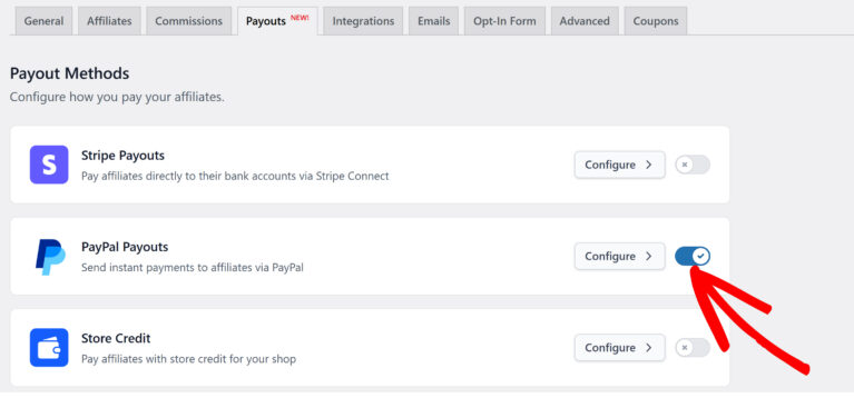 Enable PayPal Payouts