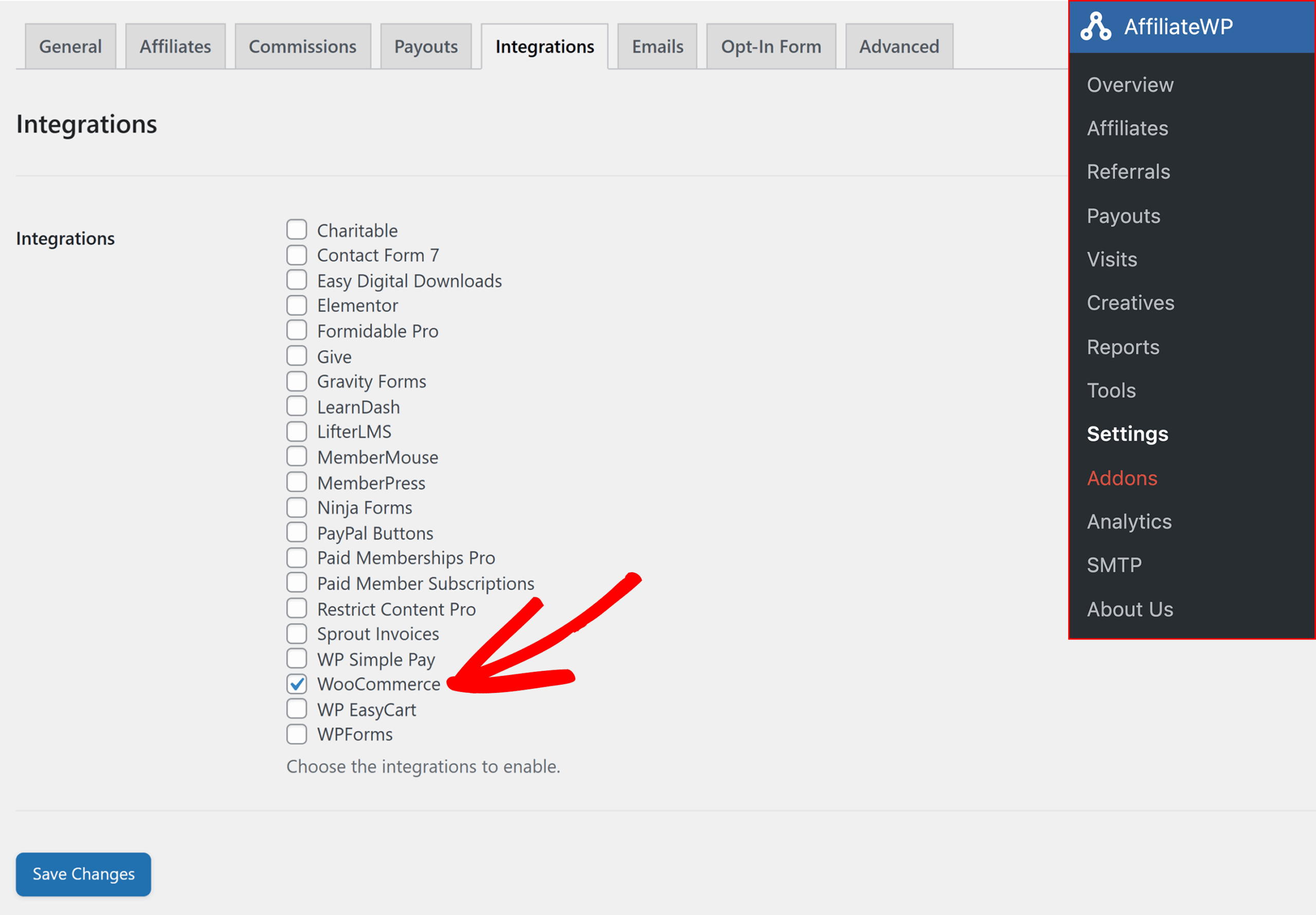 AffiliateWP Enable WooCommerce Integration AffiliateWP Enable WooCommerce Integration