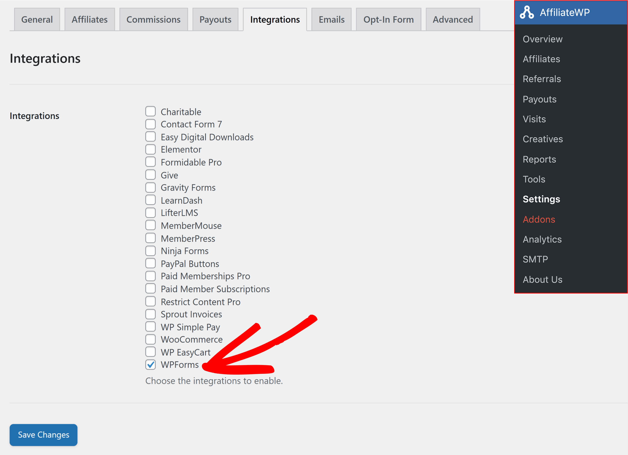 Enable WPForms Integration Enable WPForms Integration