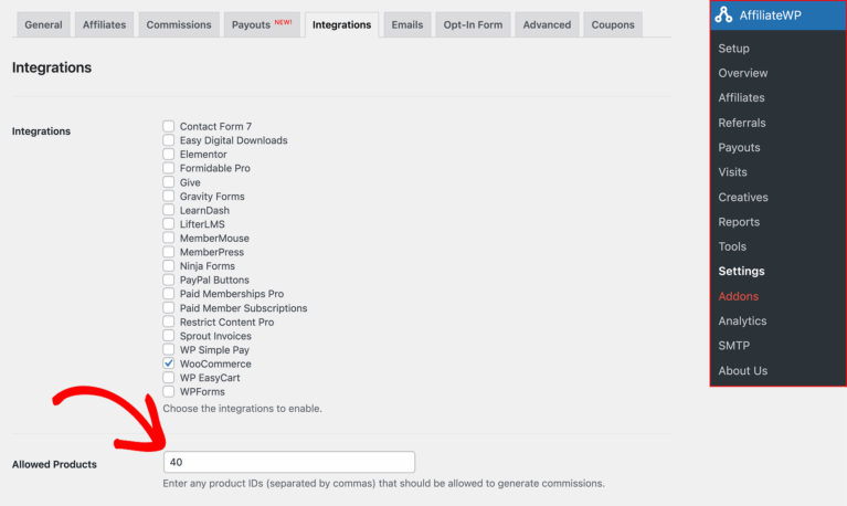 Allowed Products addon