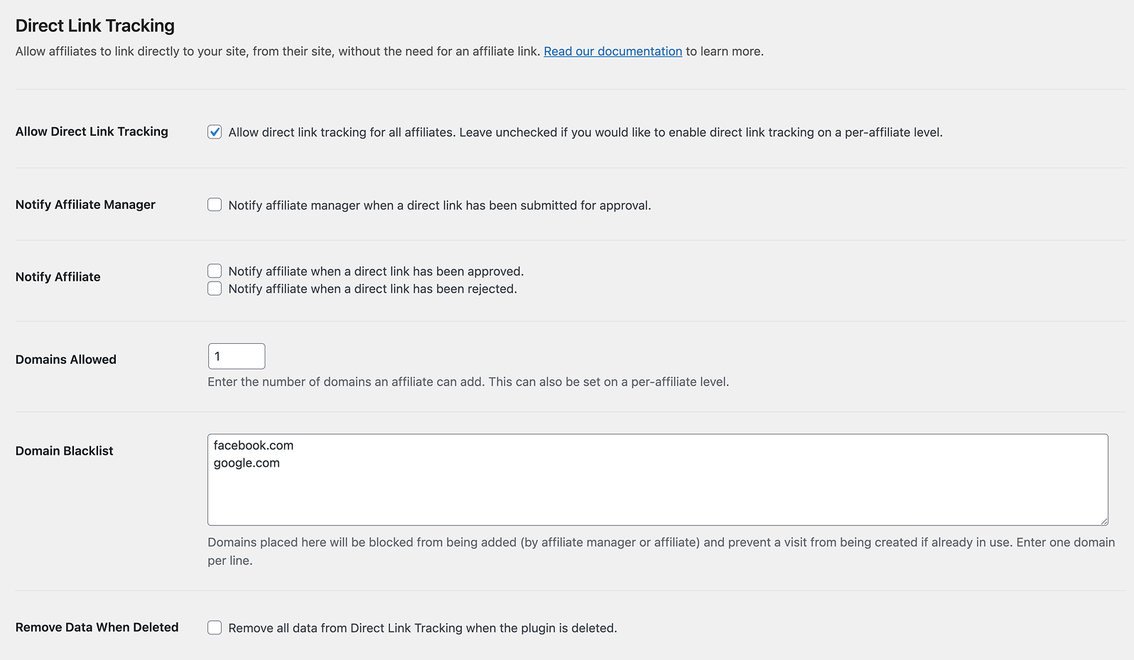 Direct Link Tracking addon - AffiliateWP