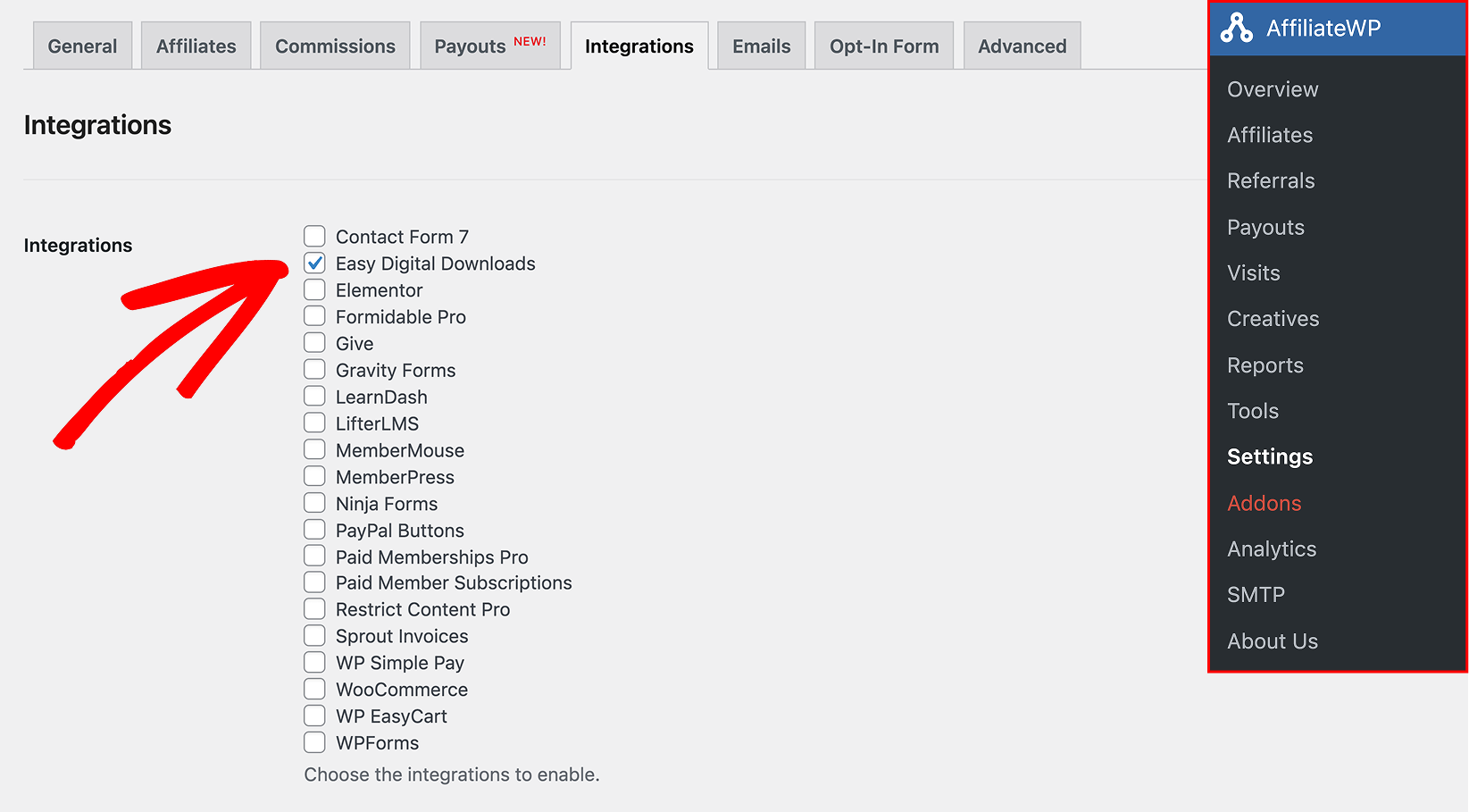 AffiliateWP Easy Digital Downloads integration