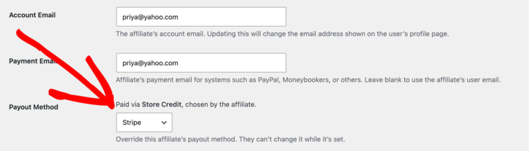 edit affiliate payout method