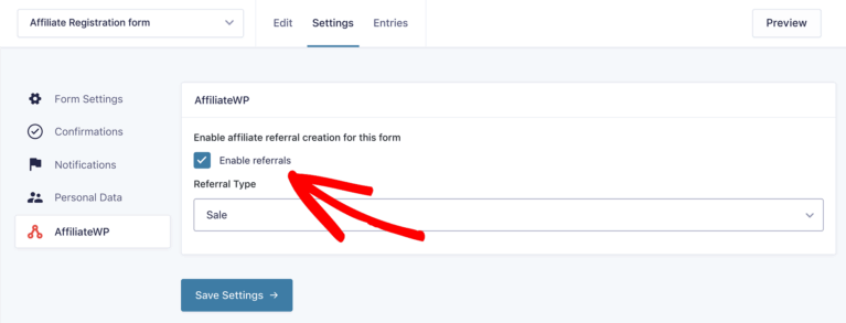 Gravity Forms enable referrals