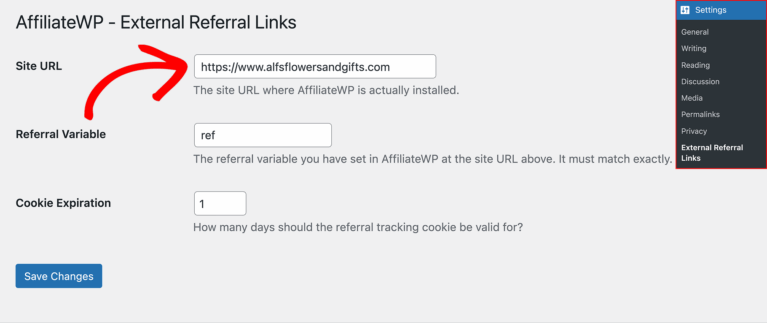 External referral links site URL