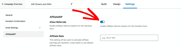 Allow referrals in GiveWP