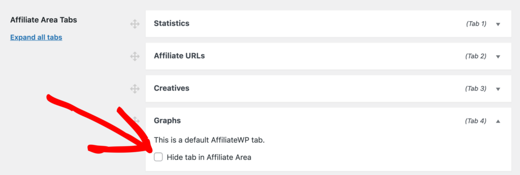 Hide tab in Affiliate area