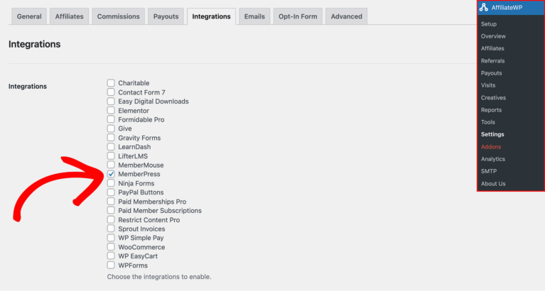 AffiliateWP MemberPress integration