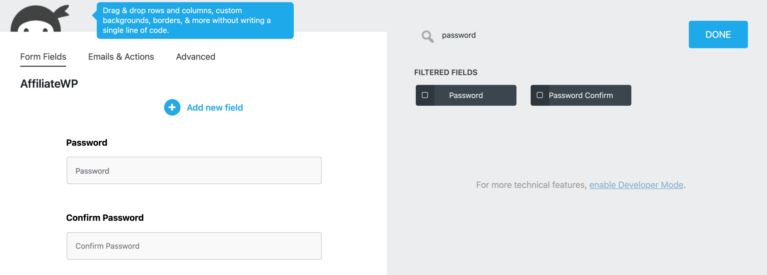 Password field