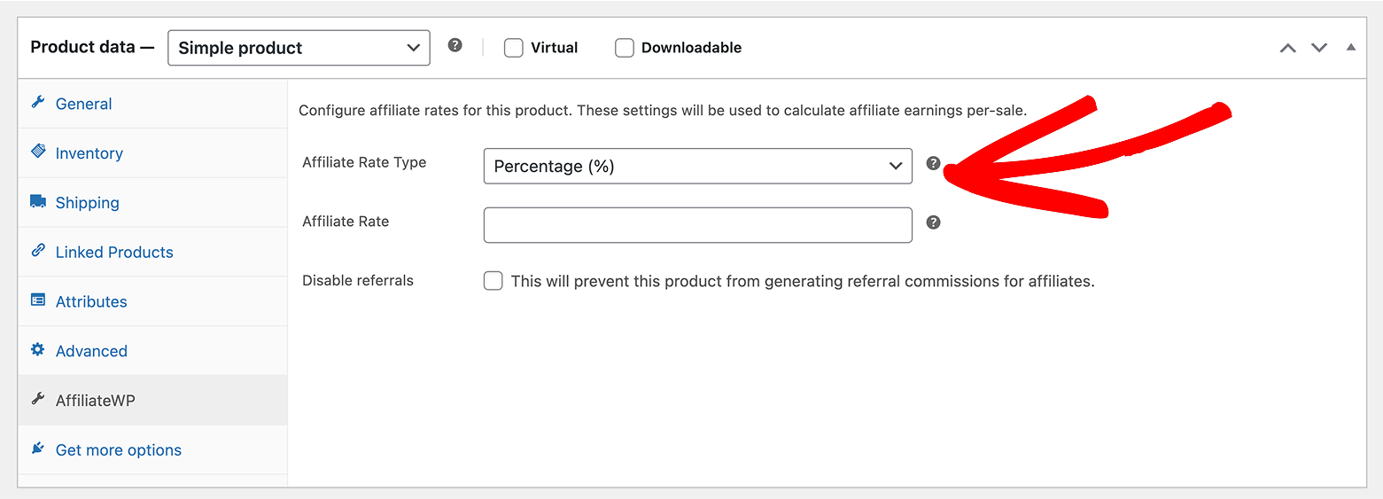 Affiliate rate type