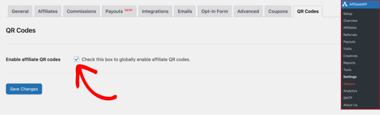 Enable Affiliate QR Codes