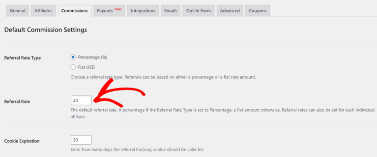 Set Referral Rate