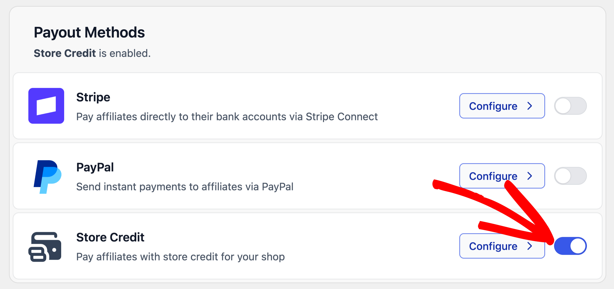 Enable Store credit