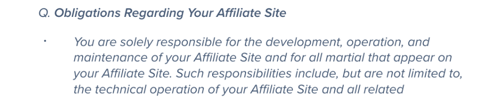 affiliate obligations