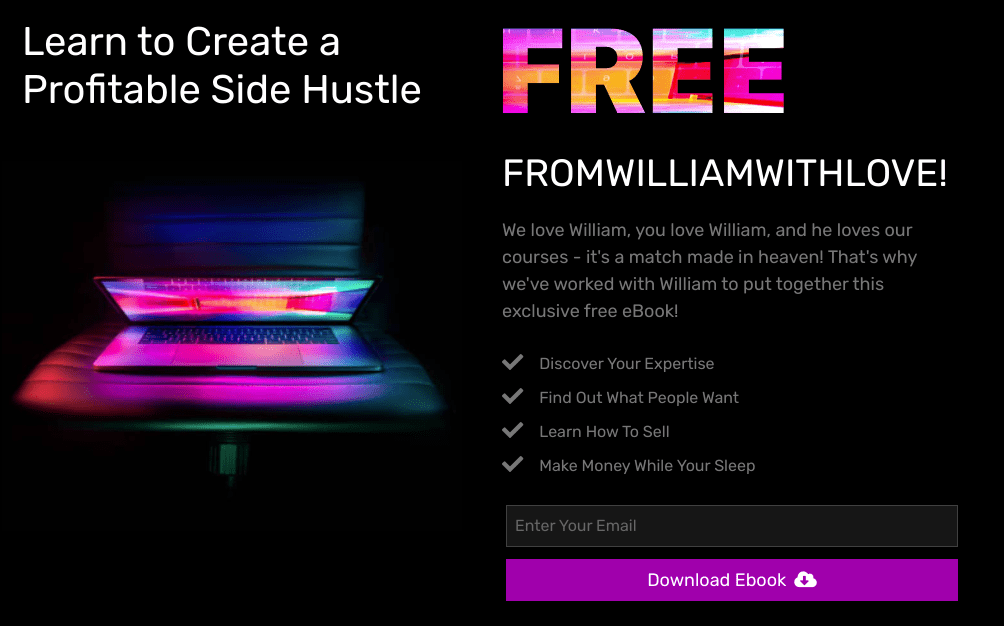 Personalized affiliate landing page example