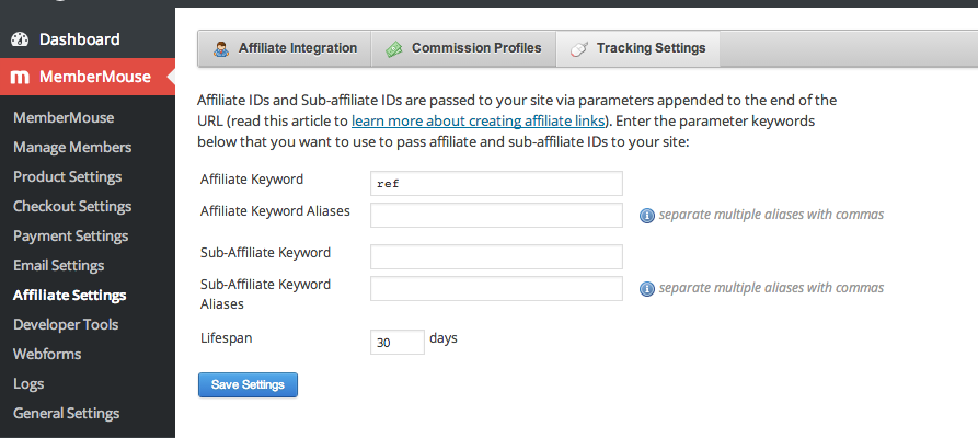 set the affiliate keyword