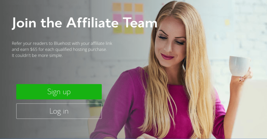 affiliate program management - sign up example