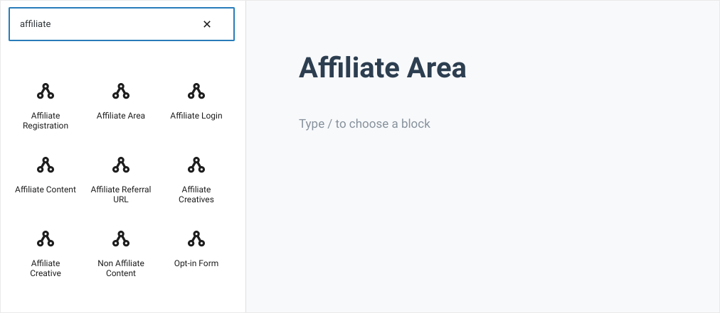 affiliate registration form block