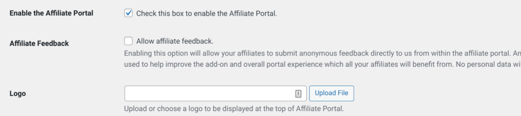 enable affiliate portals