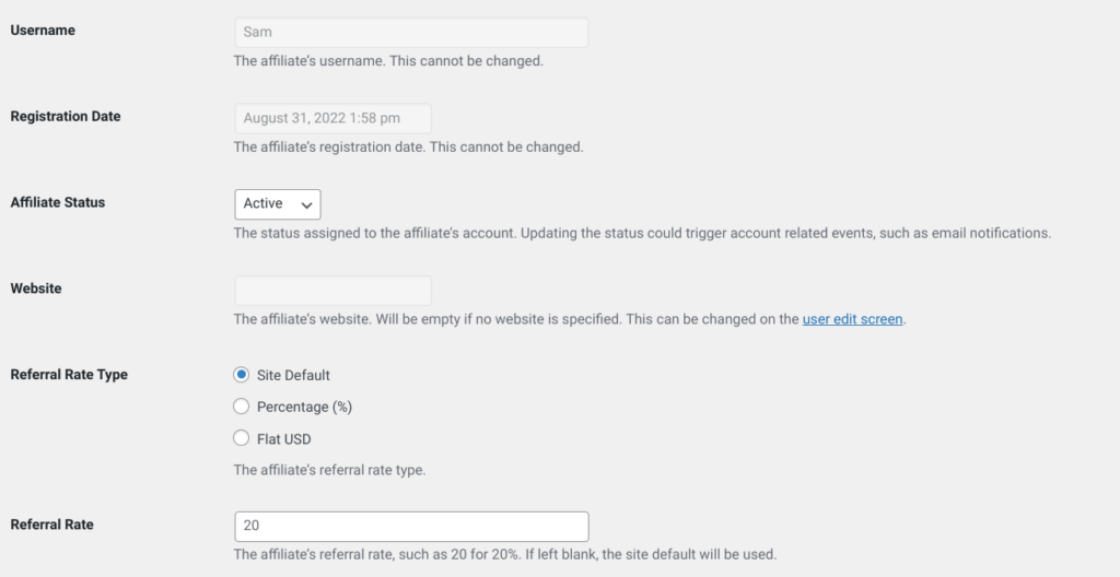 Affiliate management in WordPress