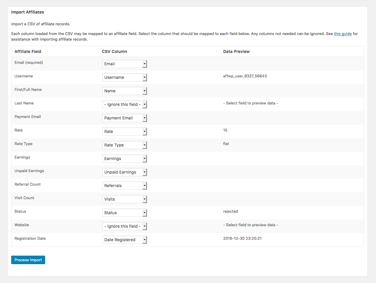 import affiliate map screenshot