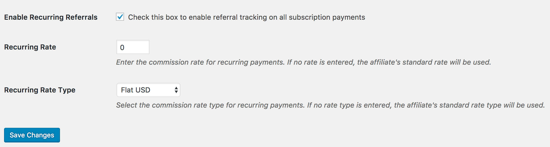 The recurring rate in Recurring Referrals add-on.