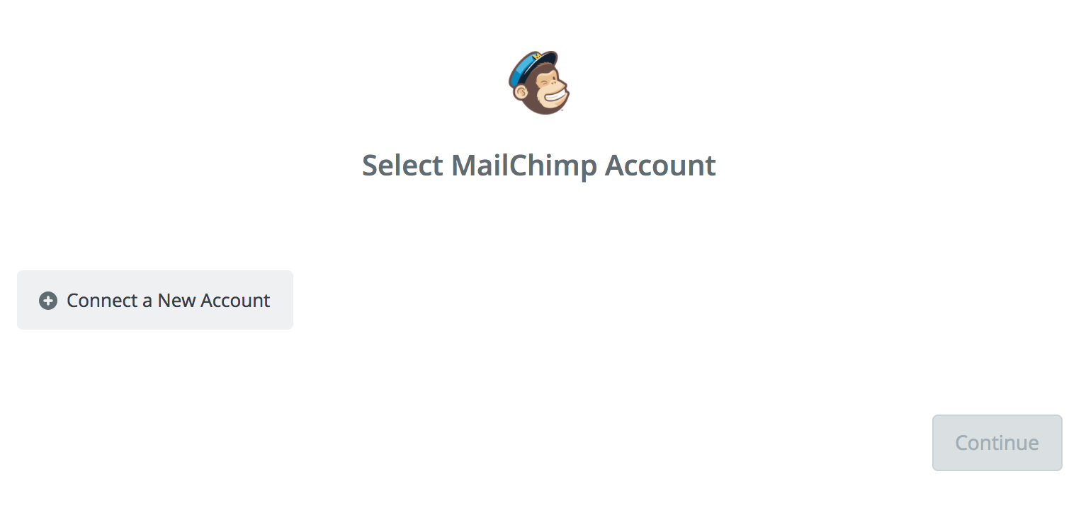 Connecting your Mailchimp account to your Zapier account, step 1.