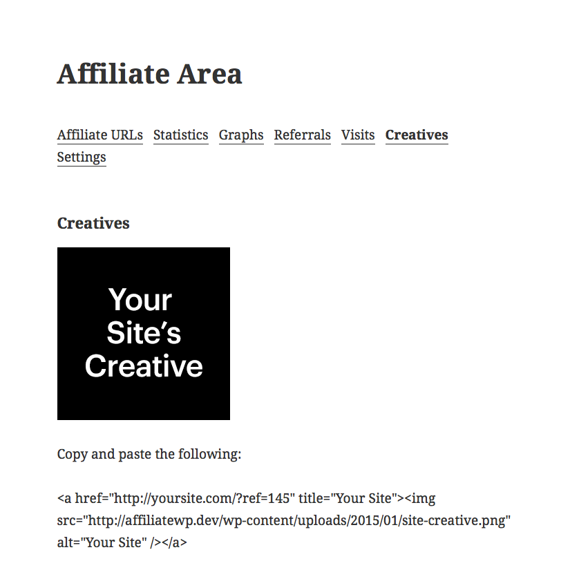 Affiliate Area Creatives