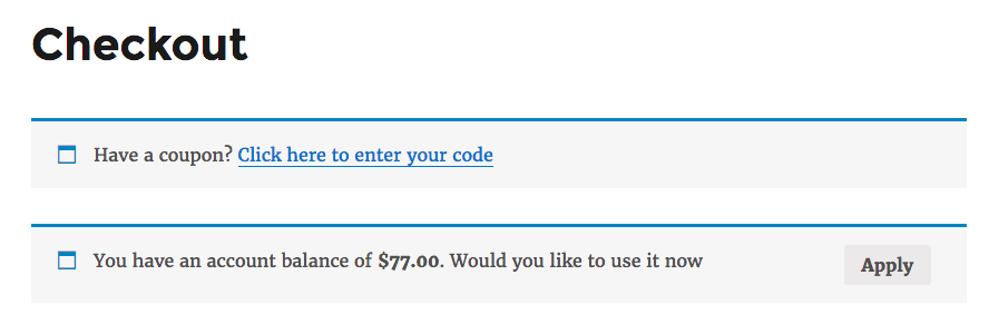 WooCommerce checkout Store Credit