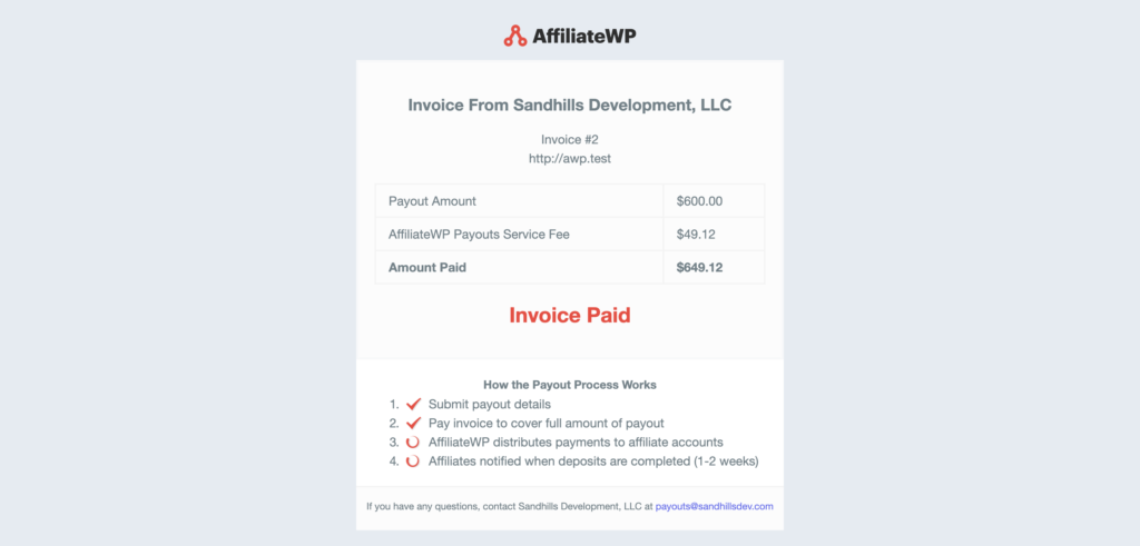 Payouts Service invoice paid