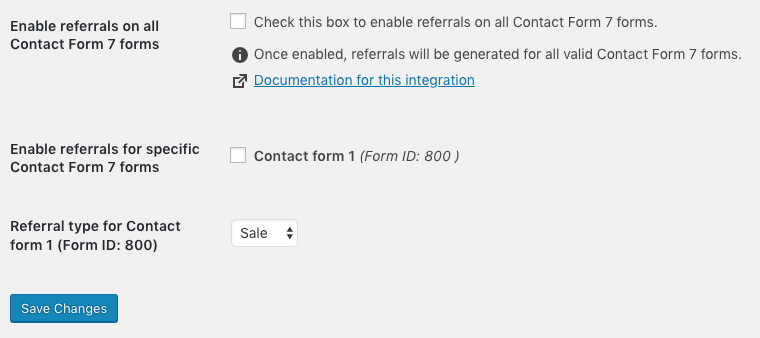 Contact Form 7 integration setup