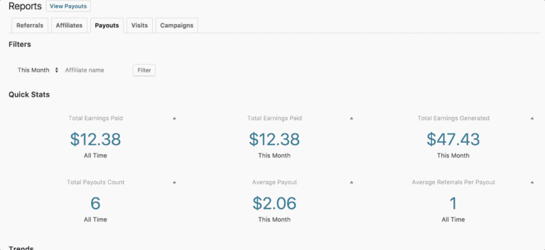 Re-arranging meta boxes in the Reports section of AffiliateWP.