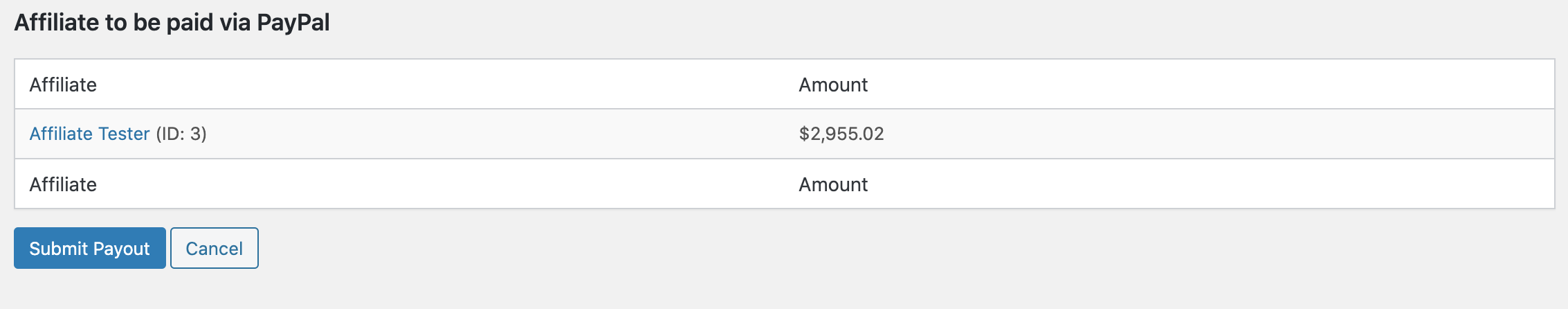 AffiliateWP payout preview