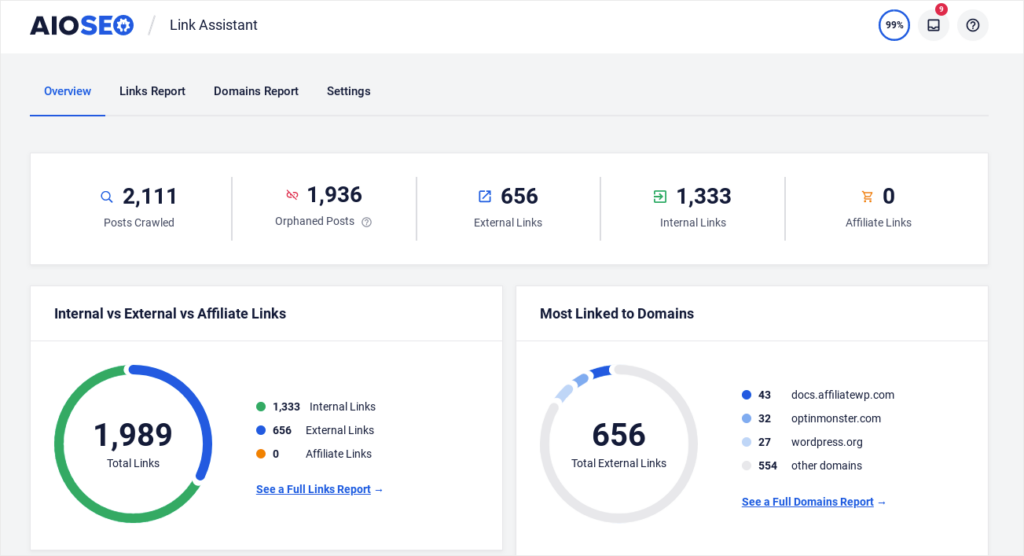 Link assistant dashboard