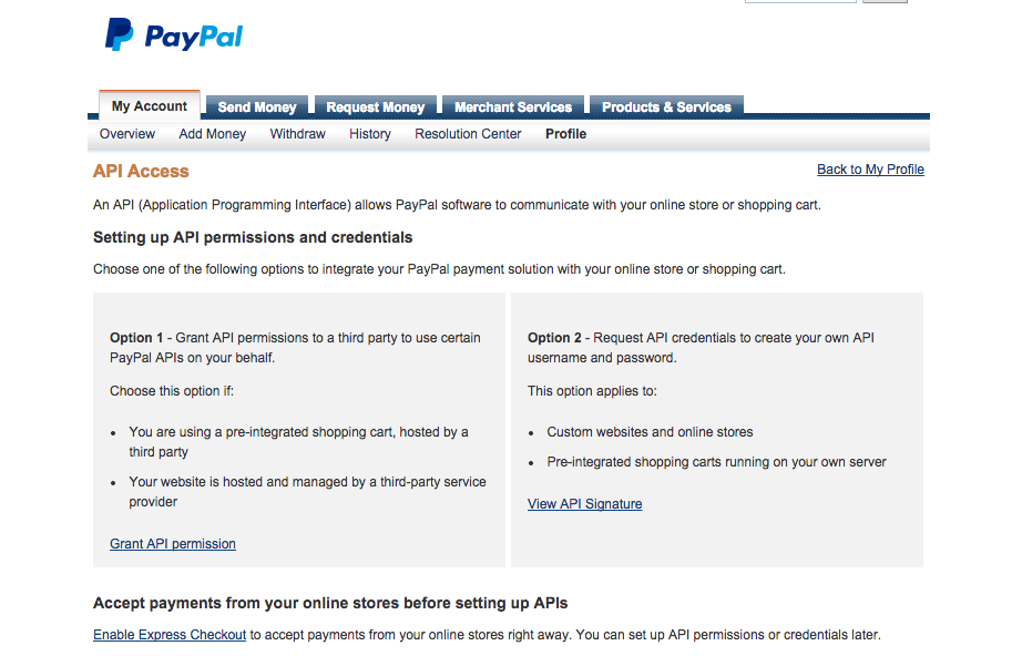 PayPal API Access