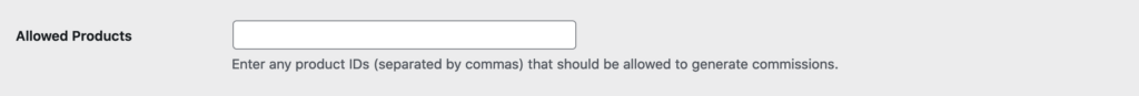 AffiliateWP Allowed Products