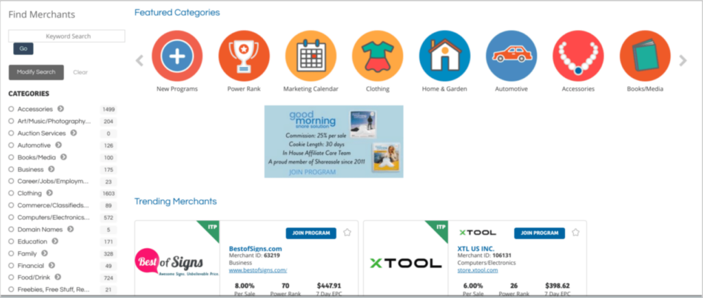 Shareasale affiliate dashboard