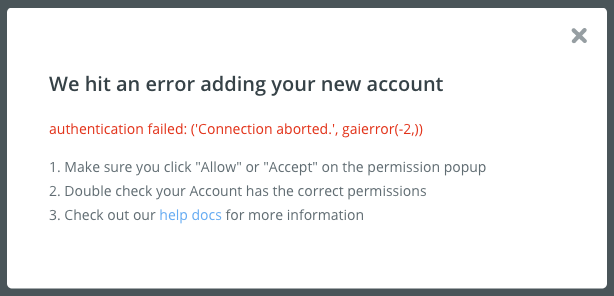 Zapier authentication error